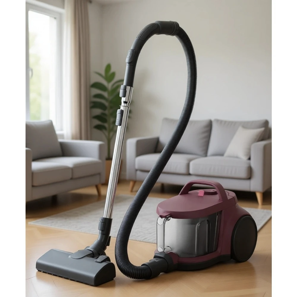 Aspiradora de trineo sin bolsa 1000W, filtro higiénico lavable, 78dB, depósito de 2L, radio de 9m, para suelos duros y alfombras, color rojo