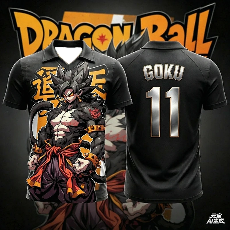 Sommerliches Familien-Set mit passenden Dragon-Ball-Wukong-3D-Print-Hemden, schnelltrocknendes T-Shirt, Sport-Trainingsoberteil für Damen und Herren. – Detail 6
