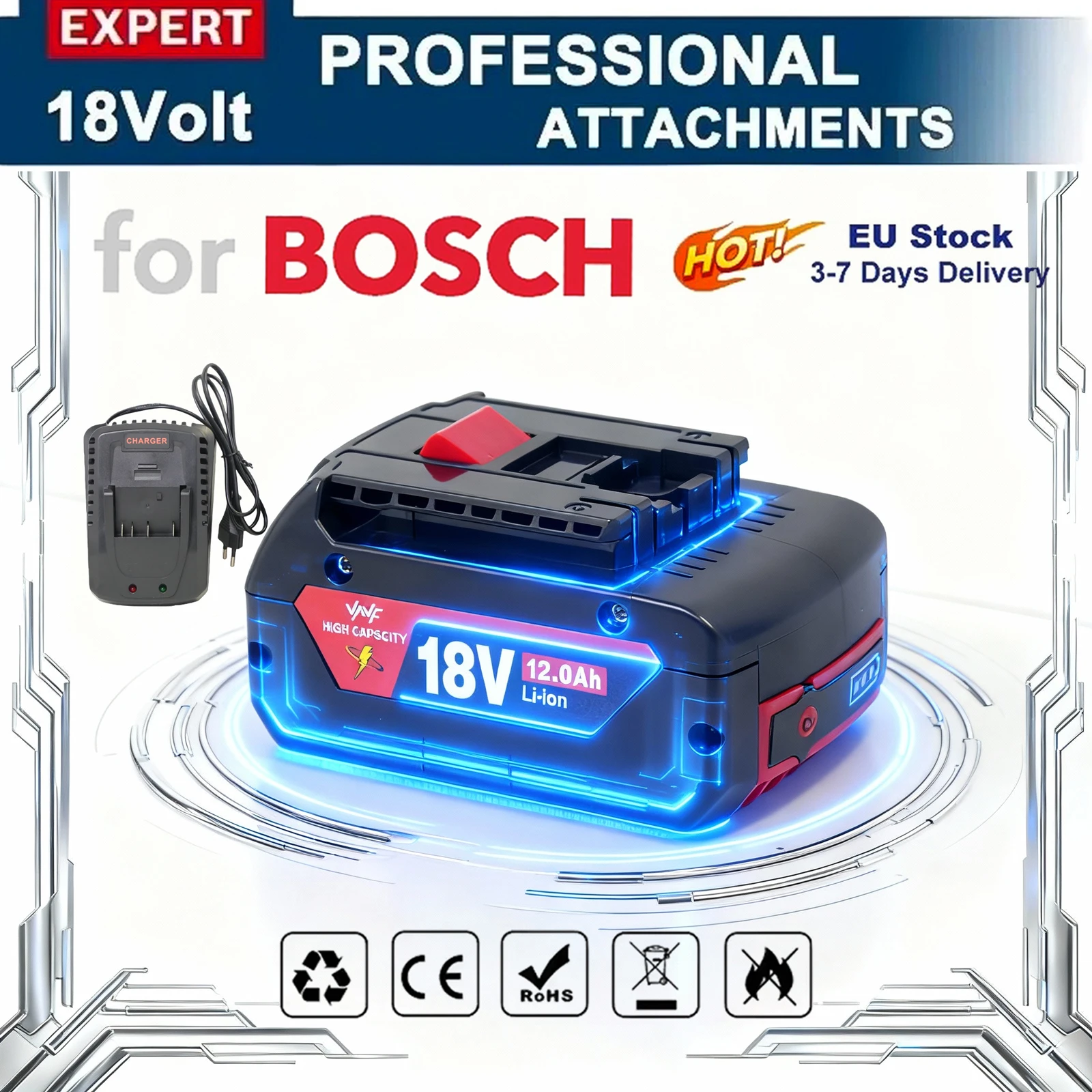 

Original for Bosch 18V Battery Wireless Power Tool Lithium Battery, BAT609 BAT610 GBAT618 BAT620 BAT622 GSR18V-LI 18V 12.0Ah⚡️
