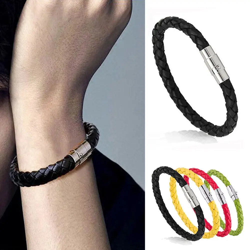 Trendiges gewebtes Seil, geflochten, 1-teilig, PU-Leder, für Damen und Herren, Schmuck, Modeaccessoires, Magnetverschluss-Armband