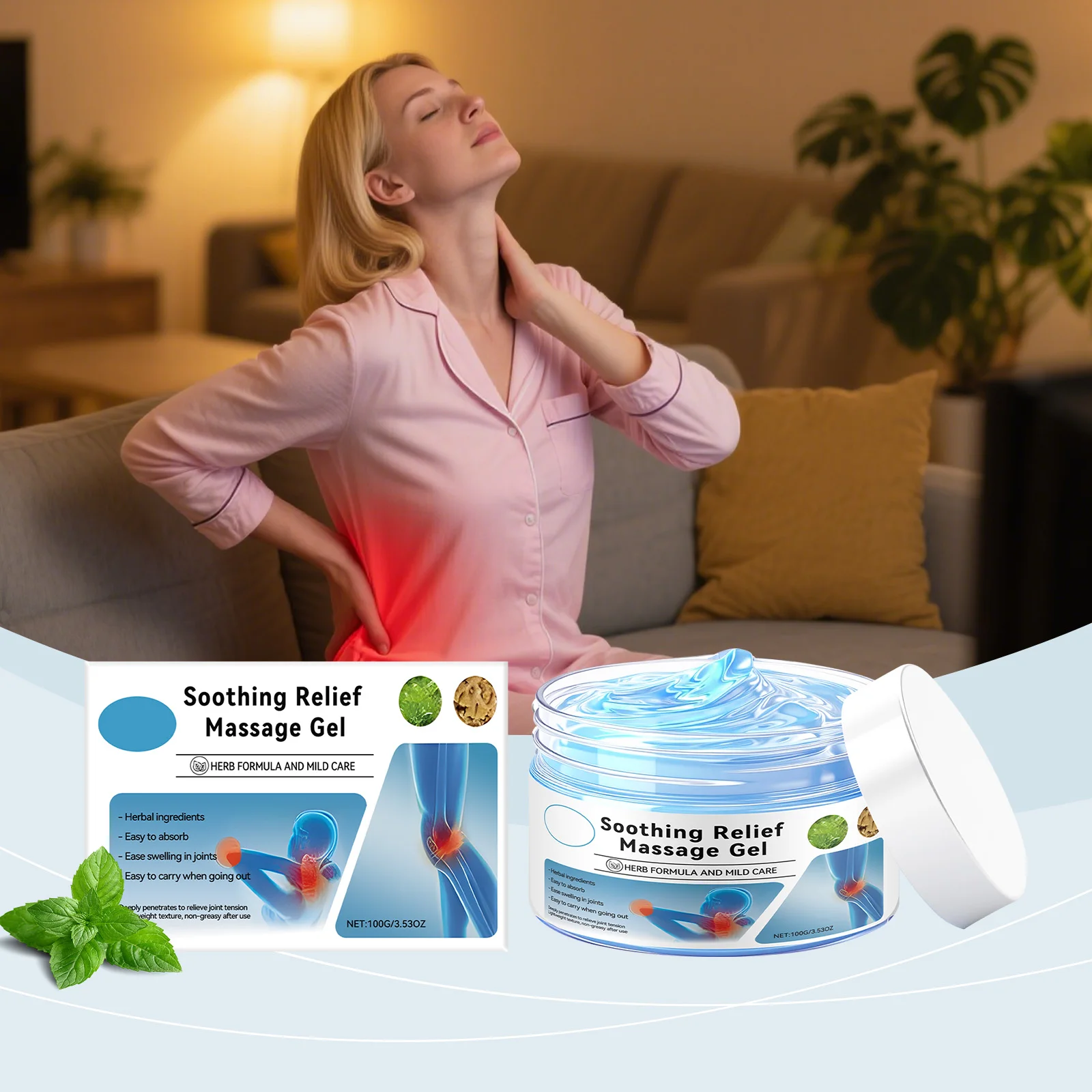 Gel para aliviar el dolor en las articulaciones, para masaje, terapia muscular, calmante, rodilla, Lumbar, cuello, manos, pies, Edema, eliminación de hinchazón, mentol, Gel corporal