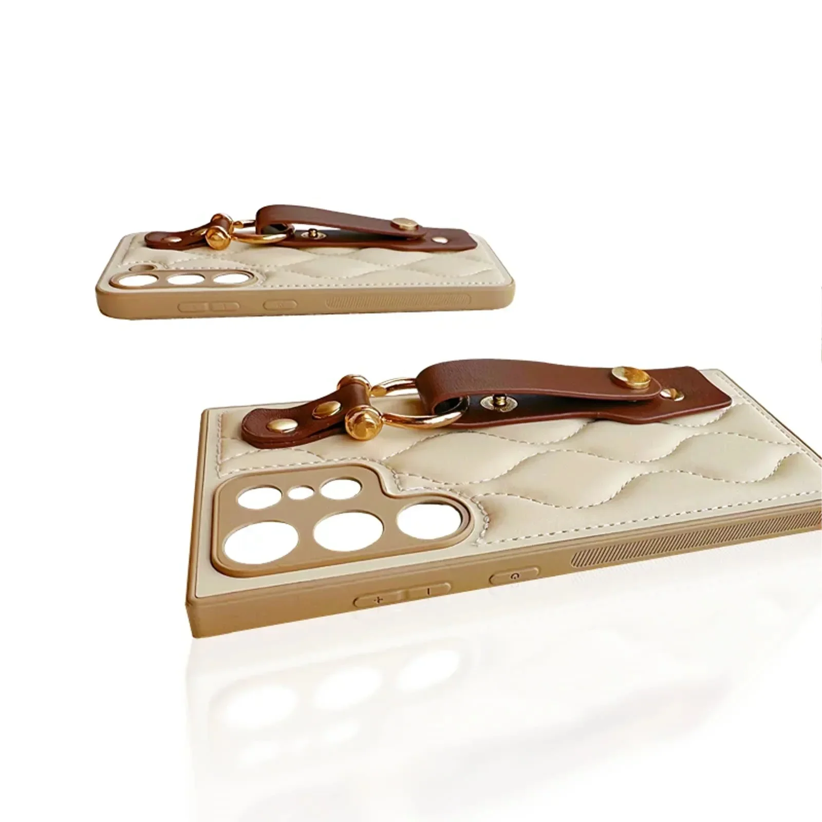 حزام المعصم الكاكي الفاخرة قضية الهاتف لسامسونج غالاكسي S25 S25 زائد S25 الترا S24 S24 + S23 + الحد الأدنى المضادة للسقوط المتقدمة قذيفة