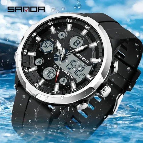 Imagen 2 del producto SANDA 9053 50M reloj de pulsera de cuarzo resistente al agua para hombre relojes masculinos G deportes militares relojes para hombre reloj Digital de lujo