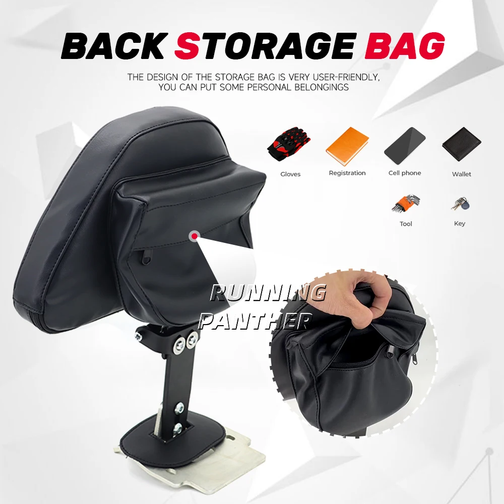 NEW Motorcycle Adjustable Stitched Driver Rider Seat Backrest Pad FOR HONDA Goldwing GL1800 2018-2022 2021 2020 2019 - Image 5
