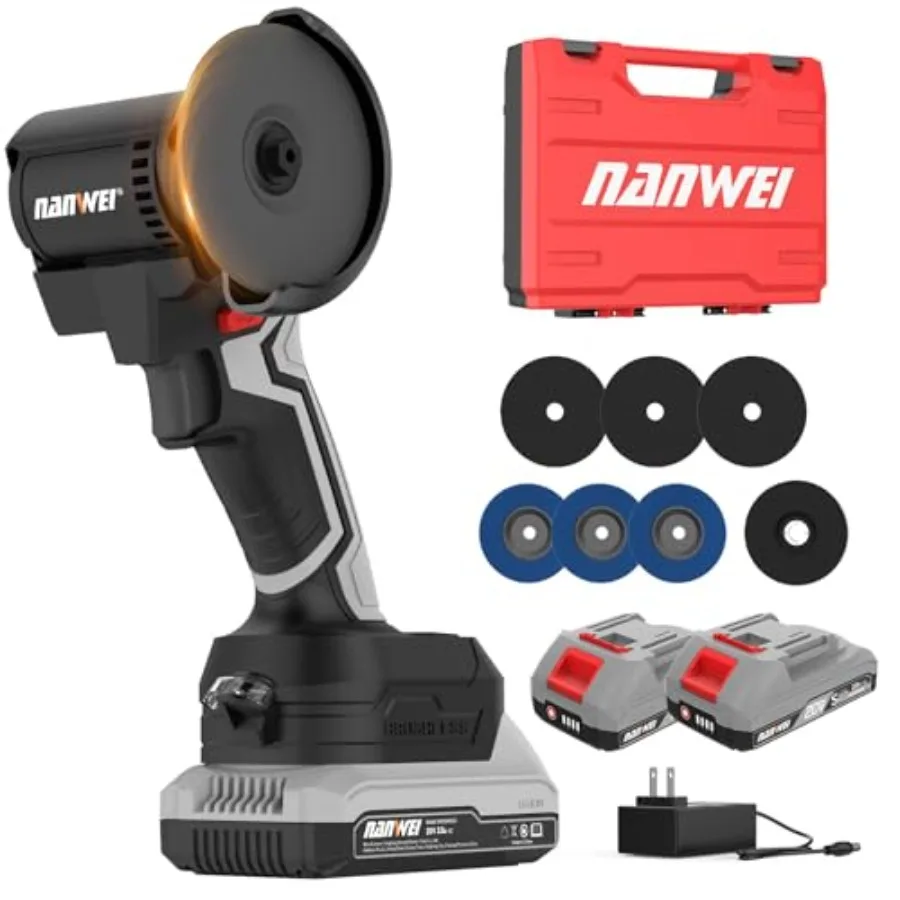 

Cordless brushless 3-inch angle grinder for cutting grinding polishing; aluminum body black-gray; LED light variable speed 1500