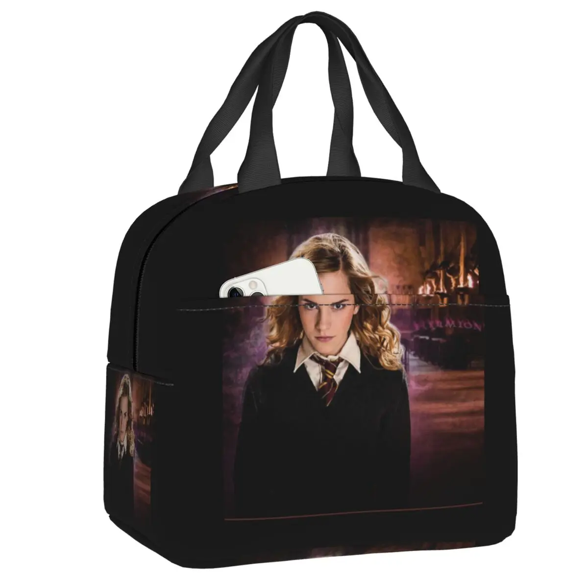 

Custom H-Harrys Film Hermione Granger Thermal Insulated Lunch Bags Women Fantasy Novels Resuable Lunch Container for Food Box