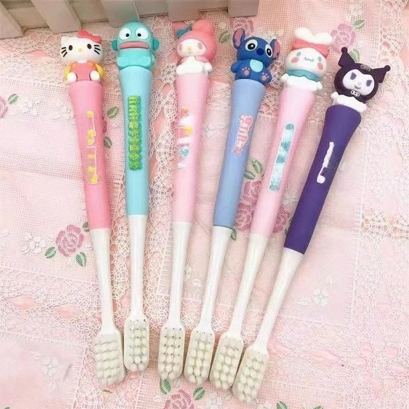 

Japanese household cute children's soft toothbrush cartoon primary school adult couples travel portable portable high value.