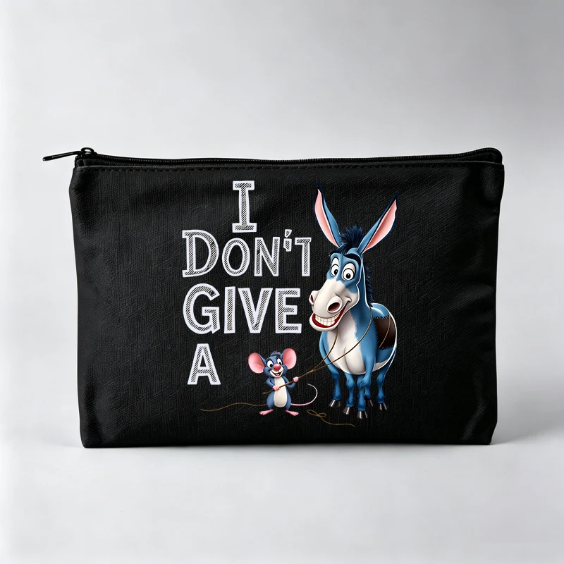 Women's Animal Graphic Makeup Bag with Slogan Print, Casual Cosmetic Pouch for Daily Use