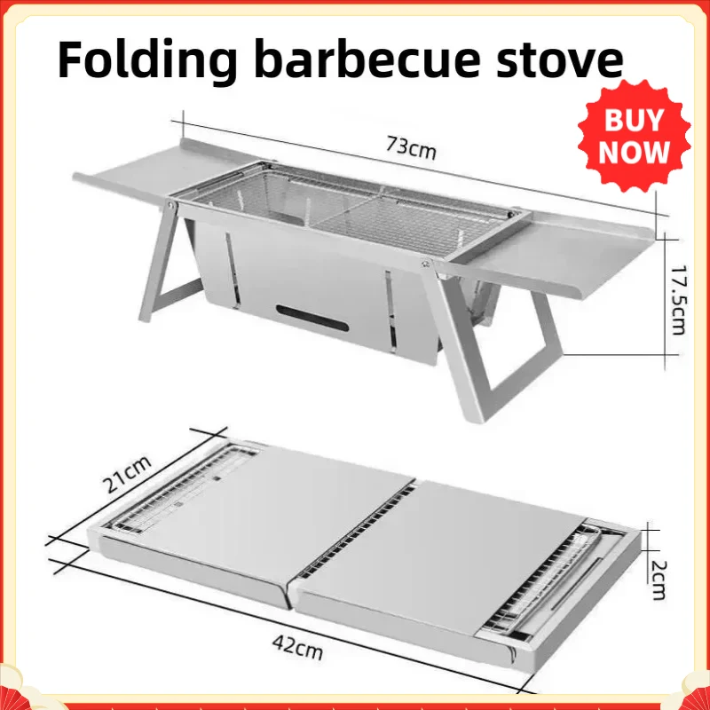 Edelstahl-Grill für Draußen, Faltbarer Holzkohlegrill …