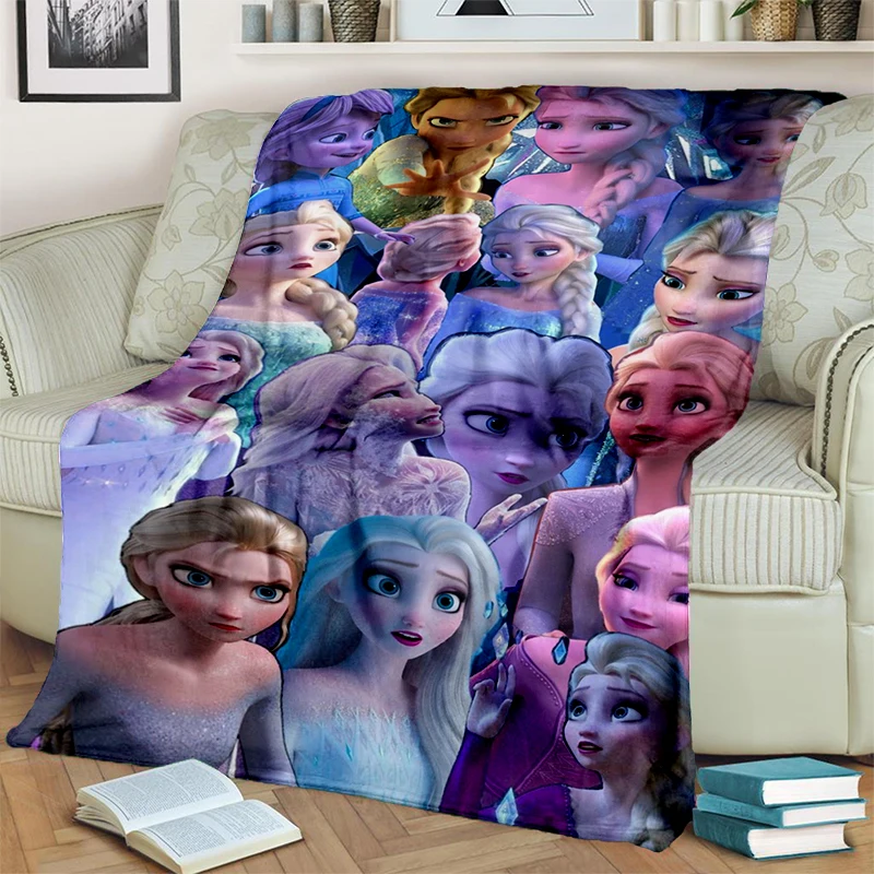 2025 New Frozen Snow Queen Elsa Anna Cartoon Girl Disney Gift Soft Flannel Blanket,Throw Blanket for Beds Sofa Home Bedroom Kid