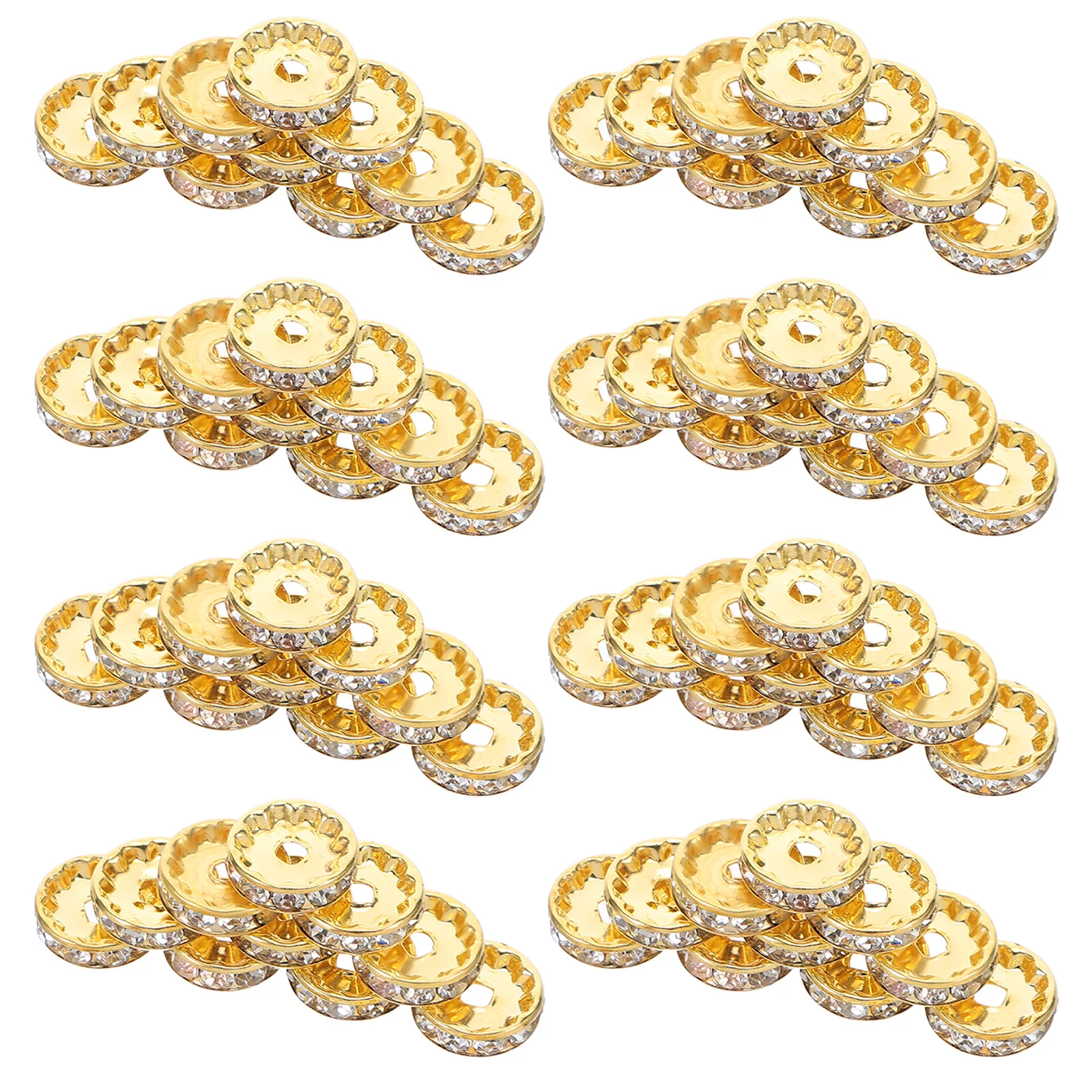 

100Pcs 12mm Rondelle Spacer Beads Rhinestone Crystal for Jewelry Making Bracelets Pens DIY Crafts Golden Round Rhinestone Beads