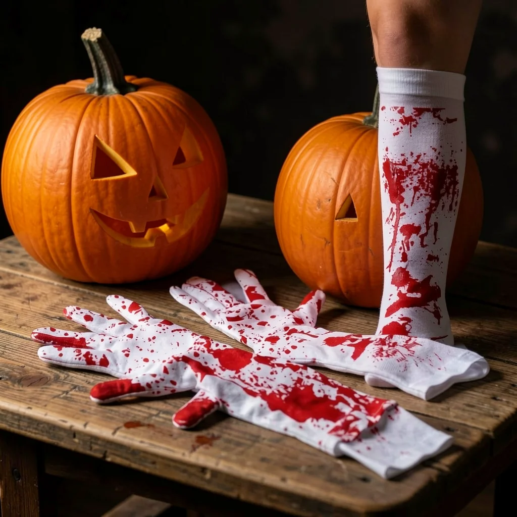 Party Costume Gloves Party Party Costume Accessory Blood Print Gloves Blood Printed Halloween Socks For Themed Event
