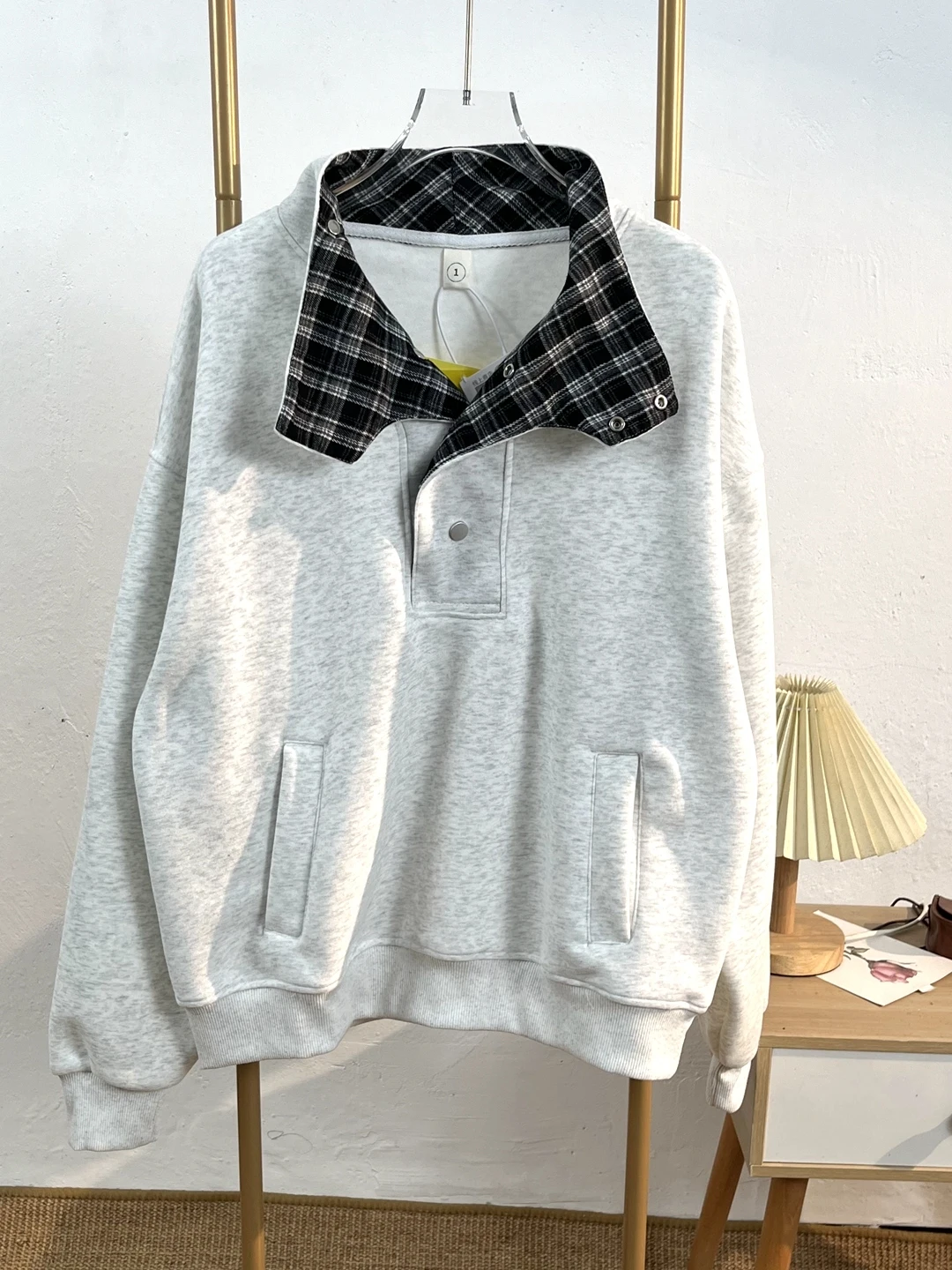 

Американский ретро-свитшот с воротником на пуговицах, женская тонкая свободная повседневная верхняя одежда для весны и осени, ленивый стиль, топ с длинными рукавами