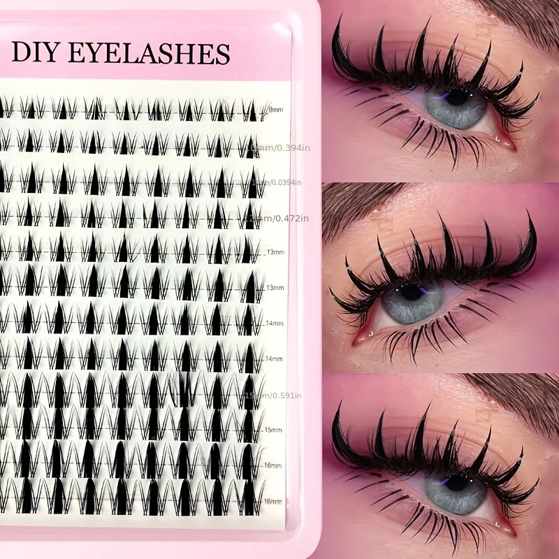 120 Stück Feenwimpern 8-16mm Manga-Wimpern C-Curl Aufwärts - Großer Spannweite DIY-Wimpern Natürliche Erweiterung Wet-Look Scharfe Anime-Wimpern – Detail 1