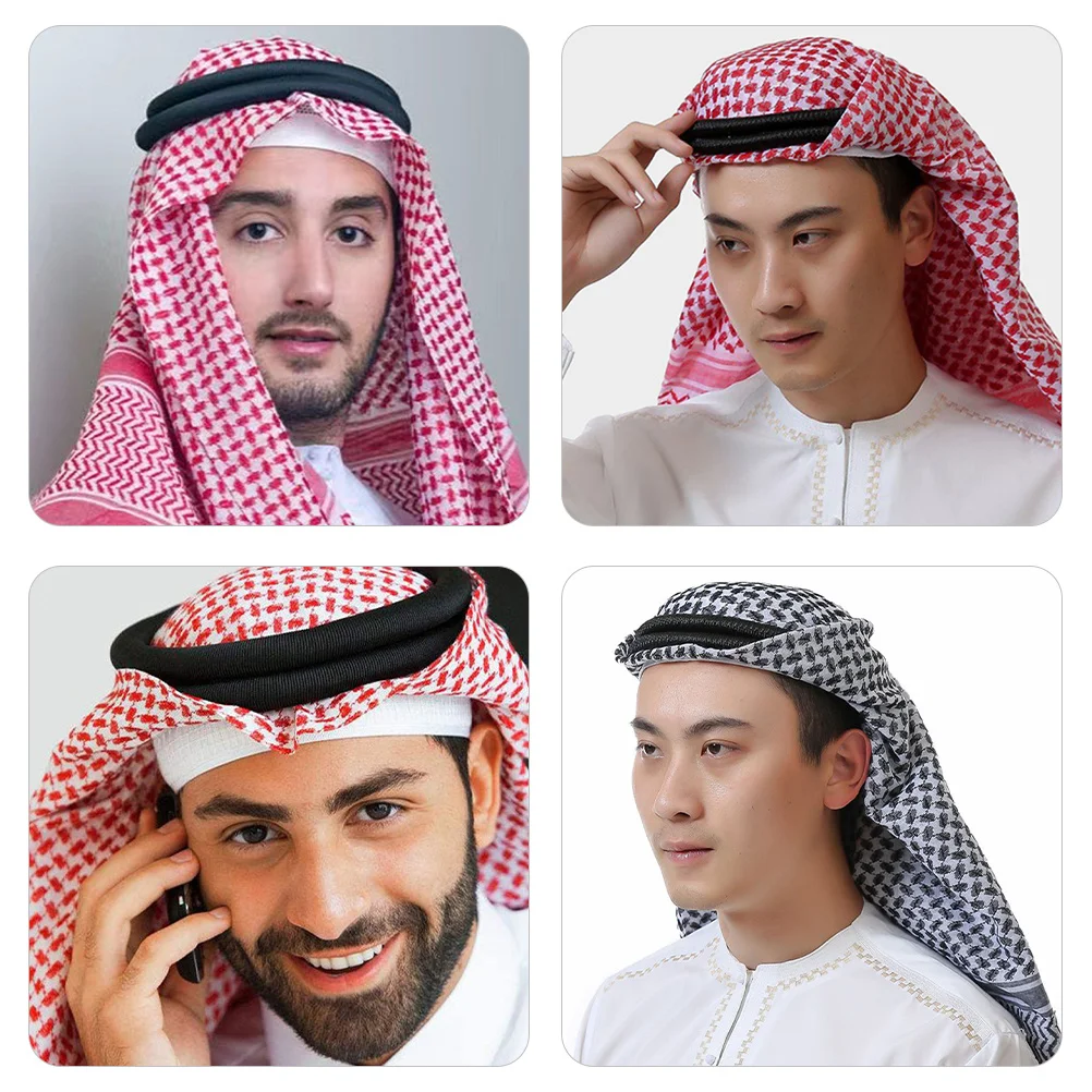 

Men Arab Head Scarf PU Headband Vintage Style for Halloween Cosplay Costume Party Middle East Shemagh Head Wrap Male Accessory