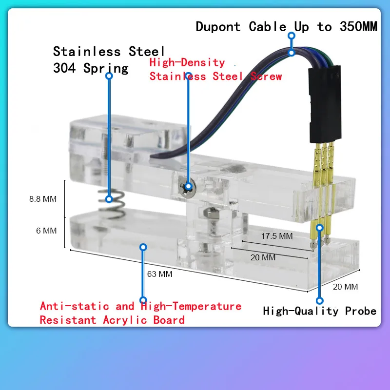 1.27/2.0/2.54 مللي متر مشبك اختبار الملعب ، مشبك البرمجة ، تركيبات برمجة PCB ، مشبك حرق المبرمج