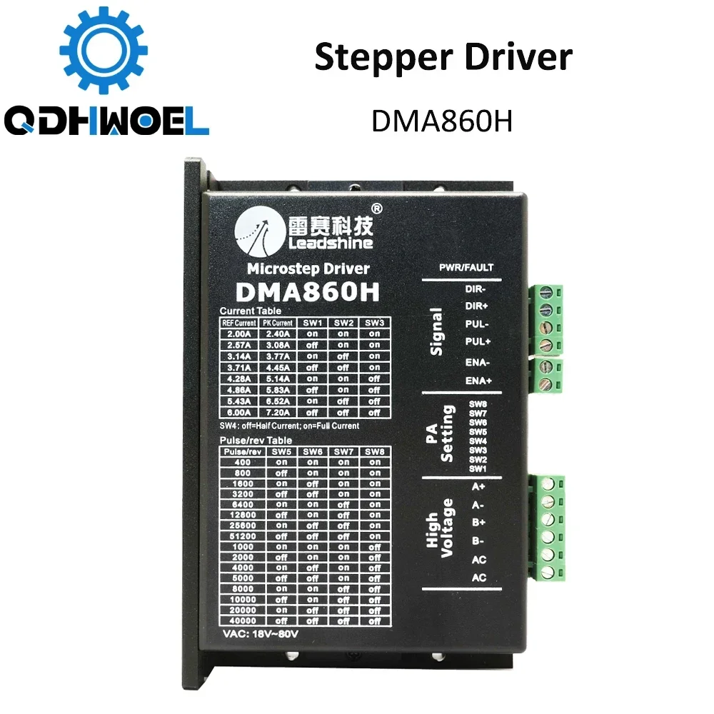 QDHWOEL Leadshine 2 Phase Stepper Driver DMA860H 18-80VAC 2.4-7.2A