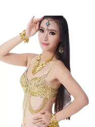 1pcs/lot woman belly dancing sequined bra female dancing bra tassel bead sexy bra free size candy color