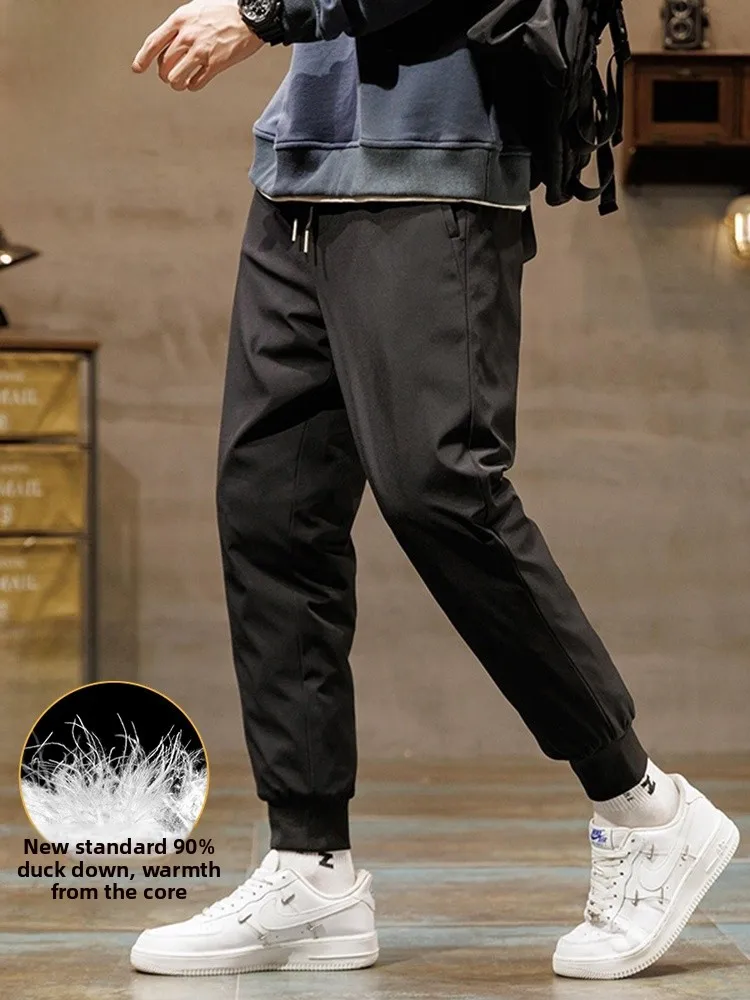 

Мужские пуховые брюки, зимние теплые спортивные повседневные брюки, длинные брюки Harlan, молодежные модные брюки с несколькими карманами, полиэстеровое волокно