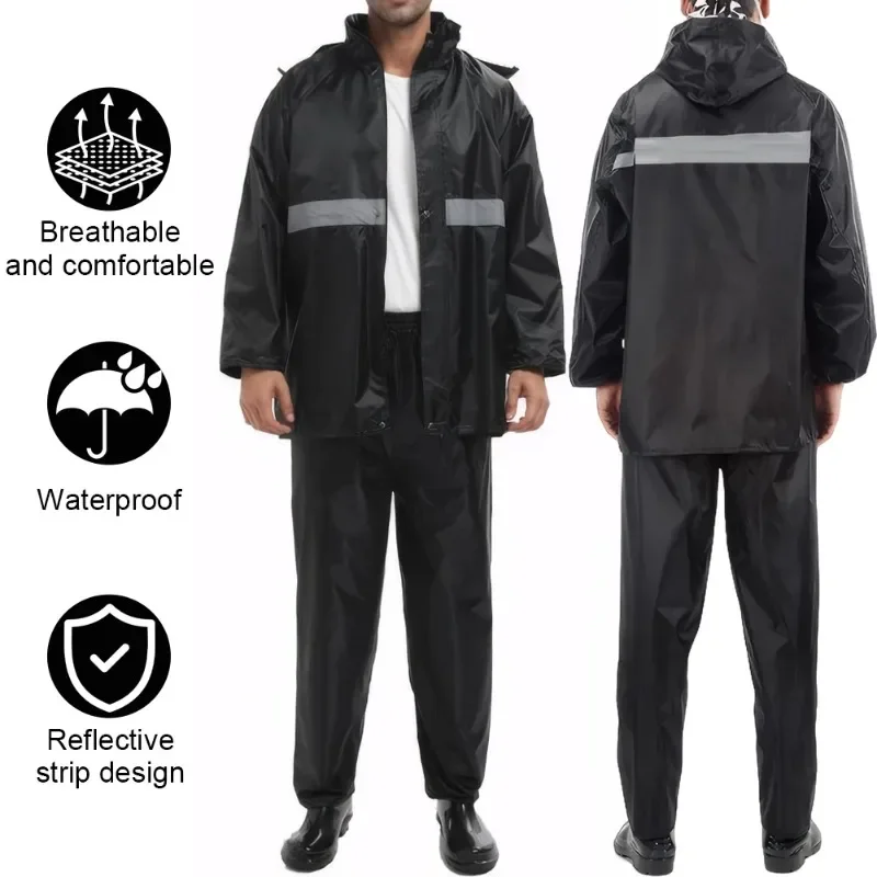 

Водонепроницаемая куртка и брючный костюм со светоотражающей полосой, дождевик, брюки, костюм, дышащий дождевик, рабочая одежда для мужчин и женщин