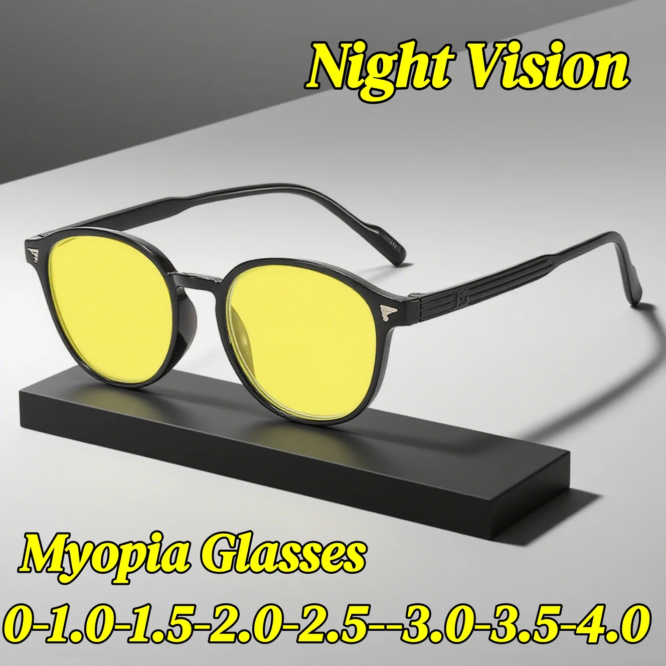 

Retro Round Night Vision Myopia Glasses Women Men Anti Blue Light Near Sight Eyeglasses Night Driving Sunglasses Protect Eyes
