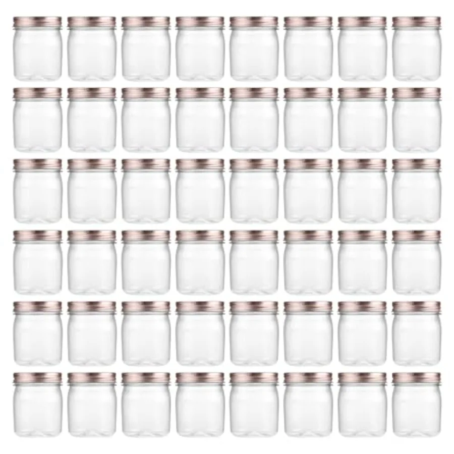 

8 oz Clear Plastic Jars with Airtight Lids, 4 Plastic Mason Jars with Lids, Refillable Storage Slime Containers and Small Spice