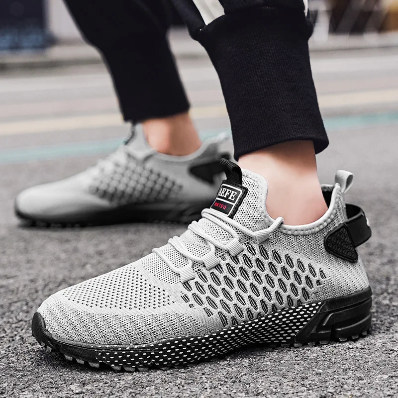 Men's Mesh Shoes Unique Grid Trend Design Breathable Comfortable Running Shoes Summer New Track Field Basketball Sports Shoes