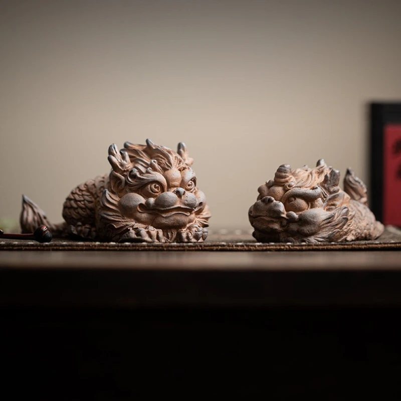 Old Rock Mud Unicorn Ornament Chinese Tea Pet Kung Fu Tea Set Accessories Tea Play Home Car Crafts