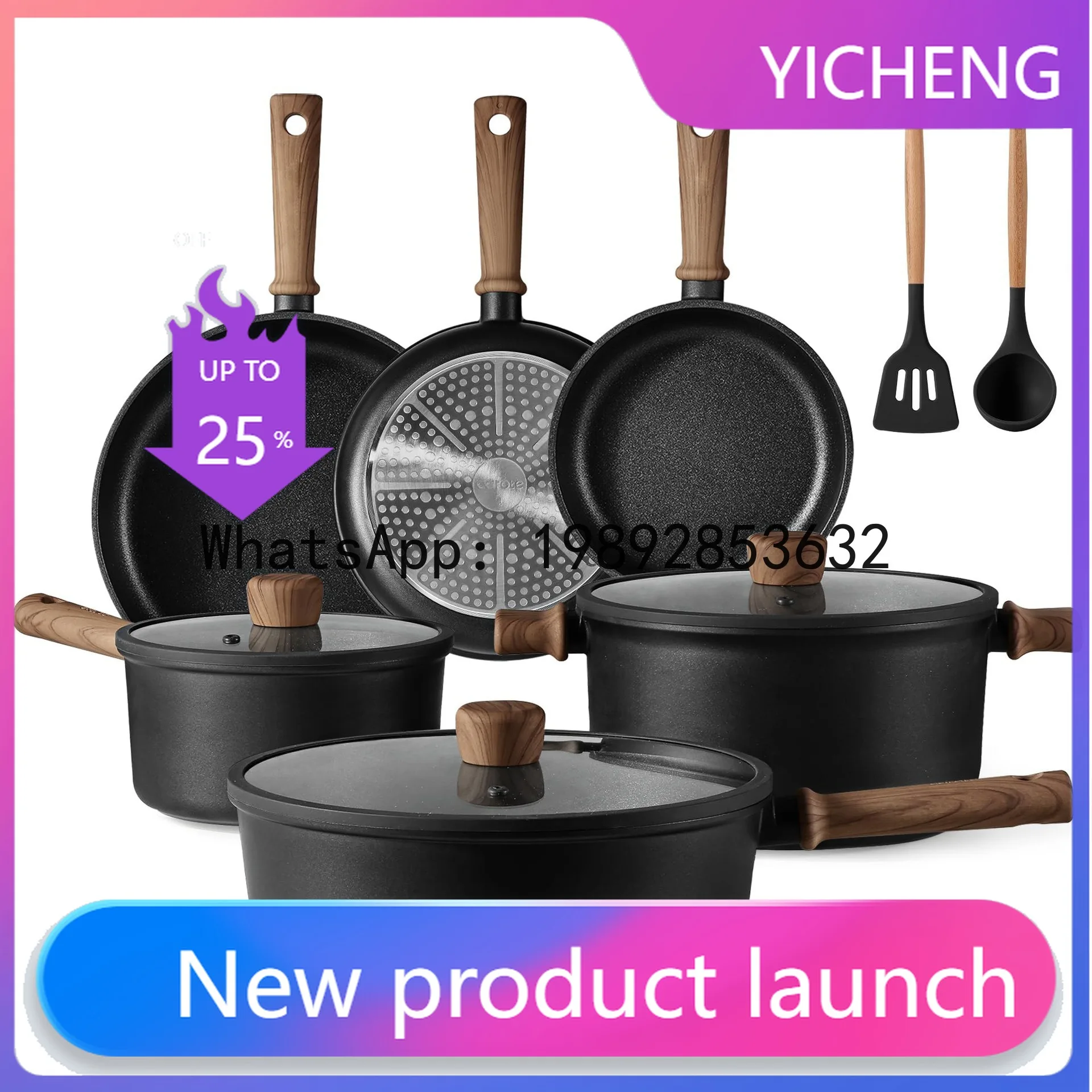 

cookware set - steak pan, frying pan, saucepan, stockpot, non-stick pan, wok - complete kitchen utensil set