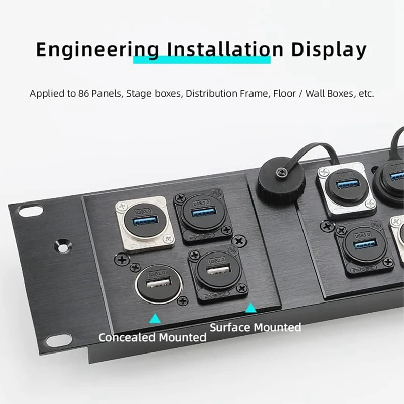 Enchufe USB 3,0 de Metal, conector USB 3,0 hembra a hembra, conector USB 3,0 tipo D, montaje en Panel USB, acoplador de señal sin soldadura