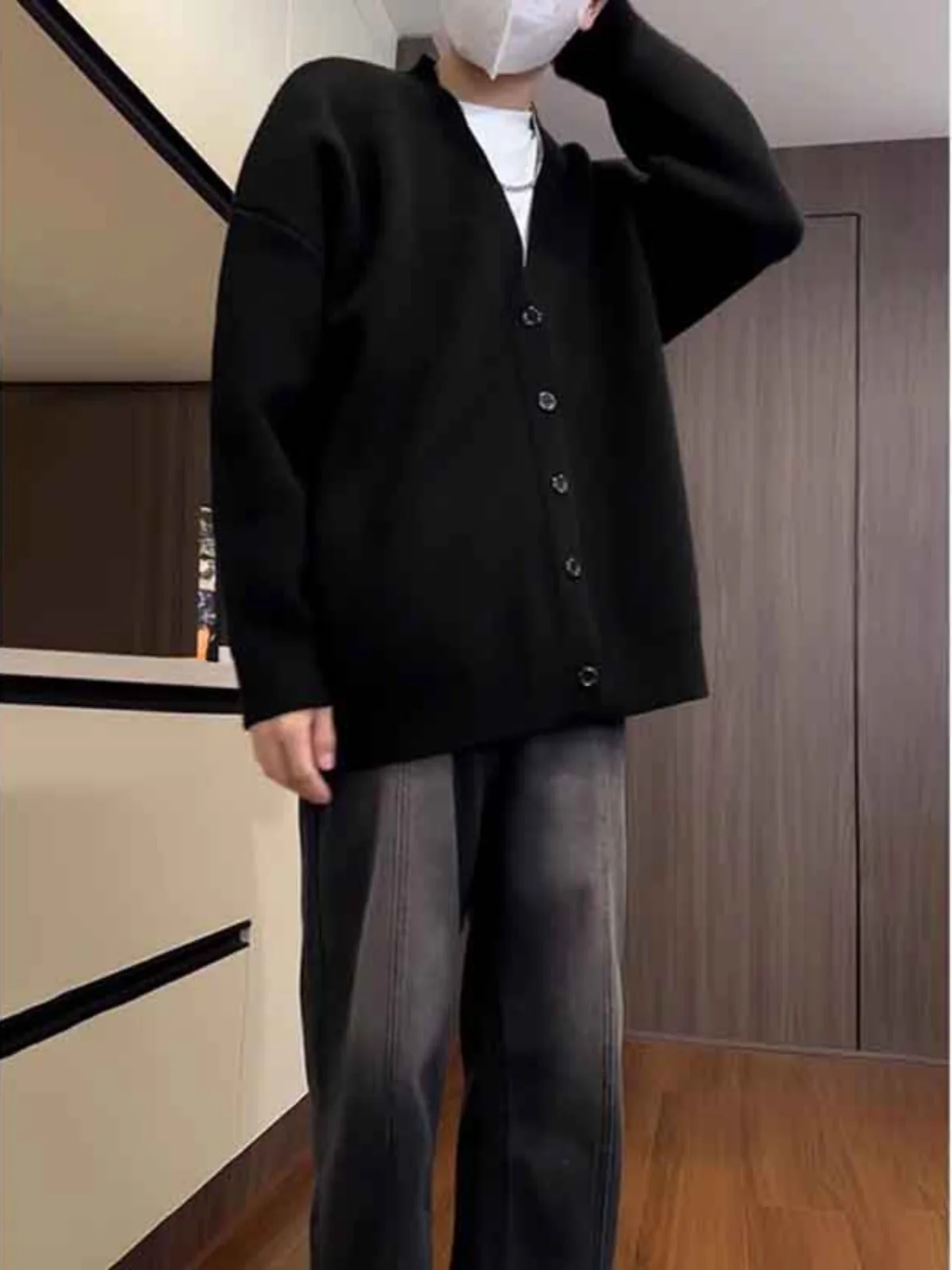 

Мужской вязаный кардиган Bla V-Ne с V-образным вырезом, повседневный, премиум-класса, осенне-зимний свитер, модный американский ретро-топ