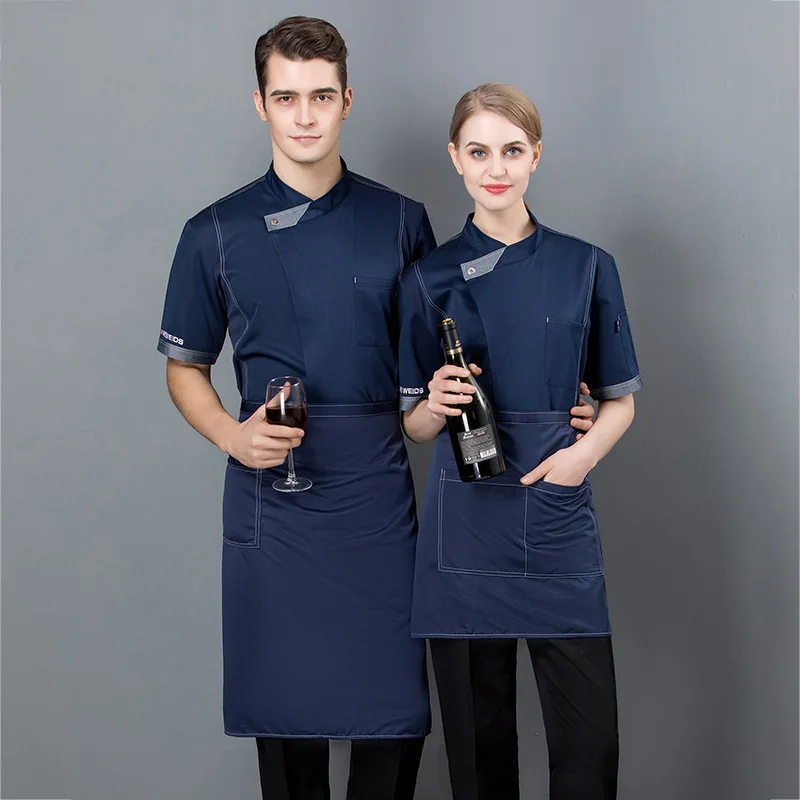 Summer Breathable Fabric Hotel Kitchen Cake Shop Baking Hot Pot Western Food Chef Uniform Short Sleeve