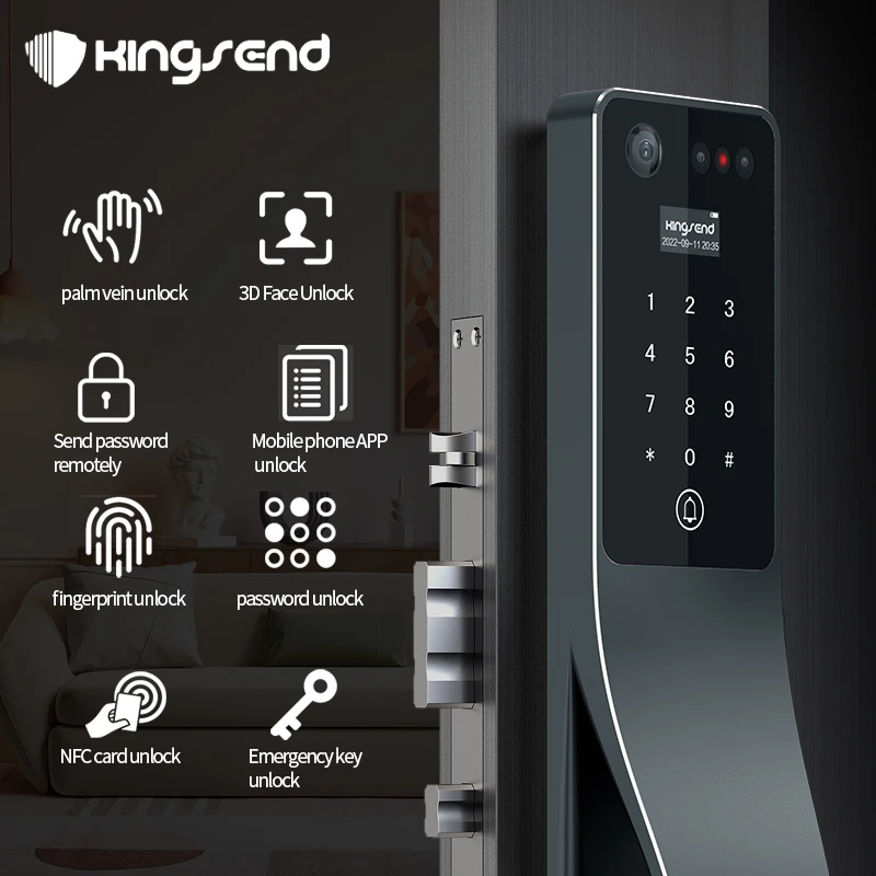 Tuya Security Fully Automatic Smart Lock 3d Face Recognition Biometric Lock Home Fingerprint Password Lock