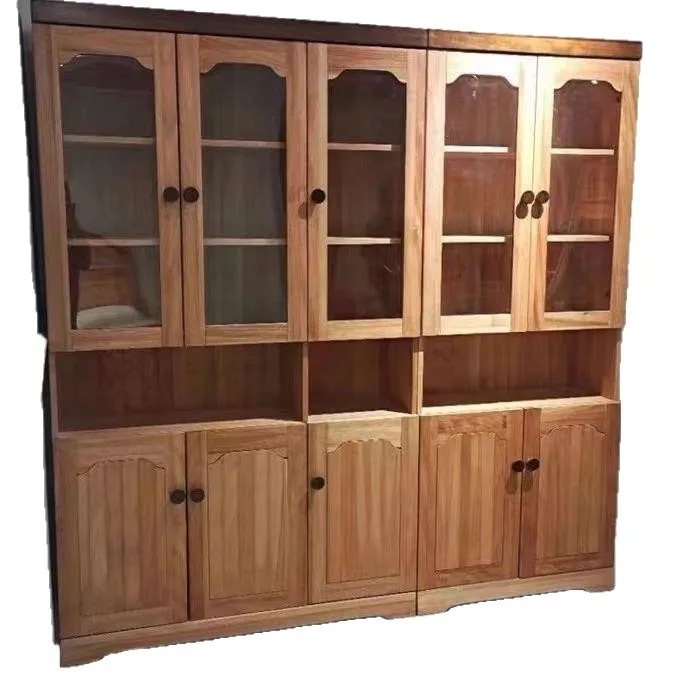 Red sandalwood wood wax oil bookcase two doors and three doors do not stick to the leather, household integrated all-solid wood
