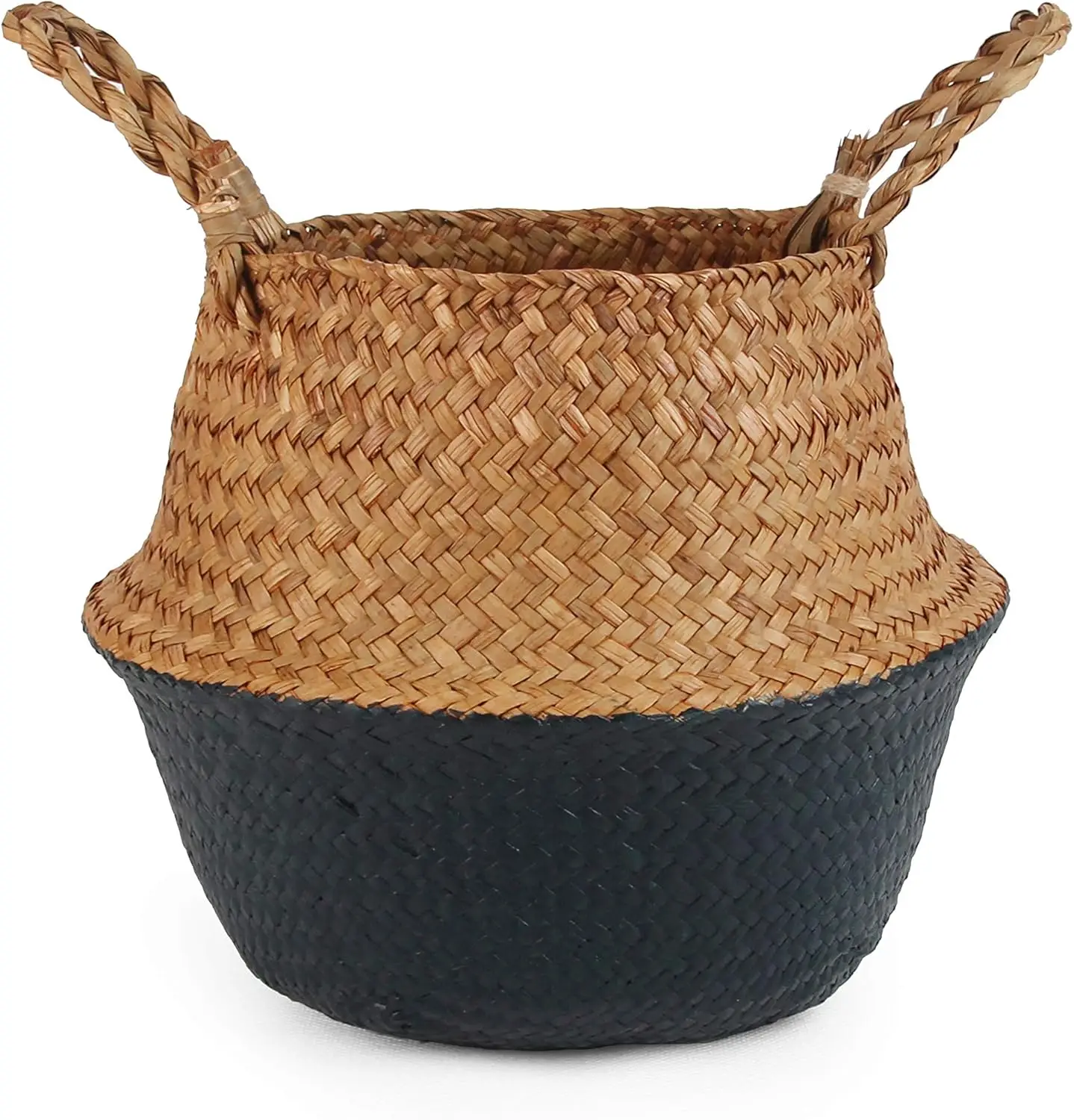 

Woven Seagrass Belly Basket for Storage, Laundry, Picnic, Plant Pot Cover