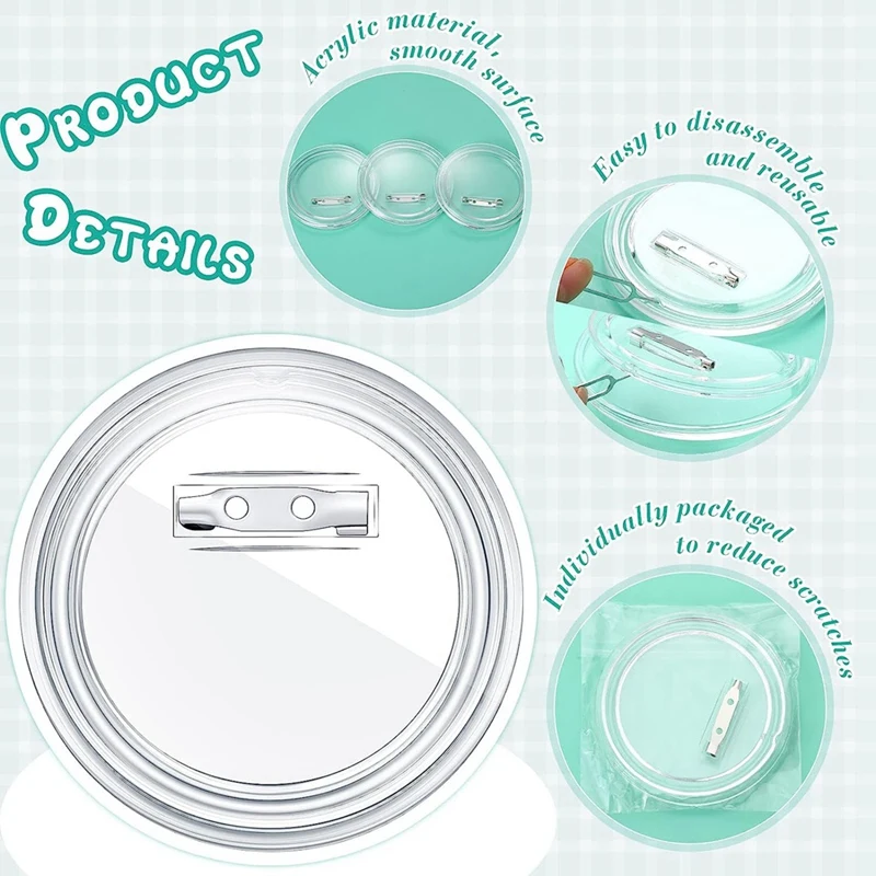 3 Inch DIY Button Pins Acrylic Button Pin Back Buttons For School Projects 25Pcs