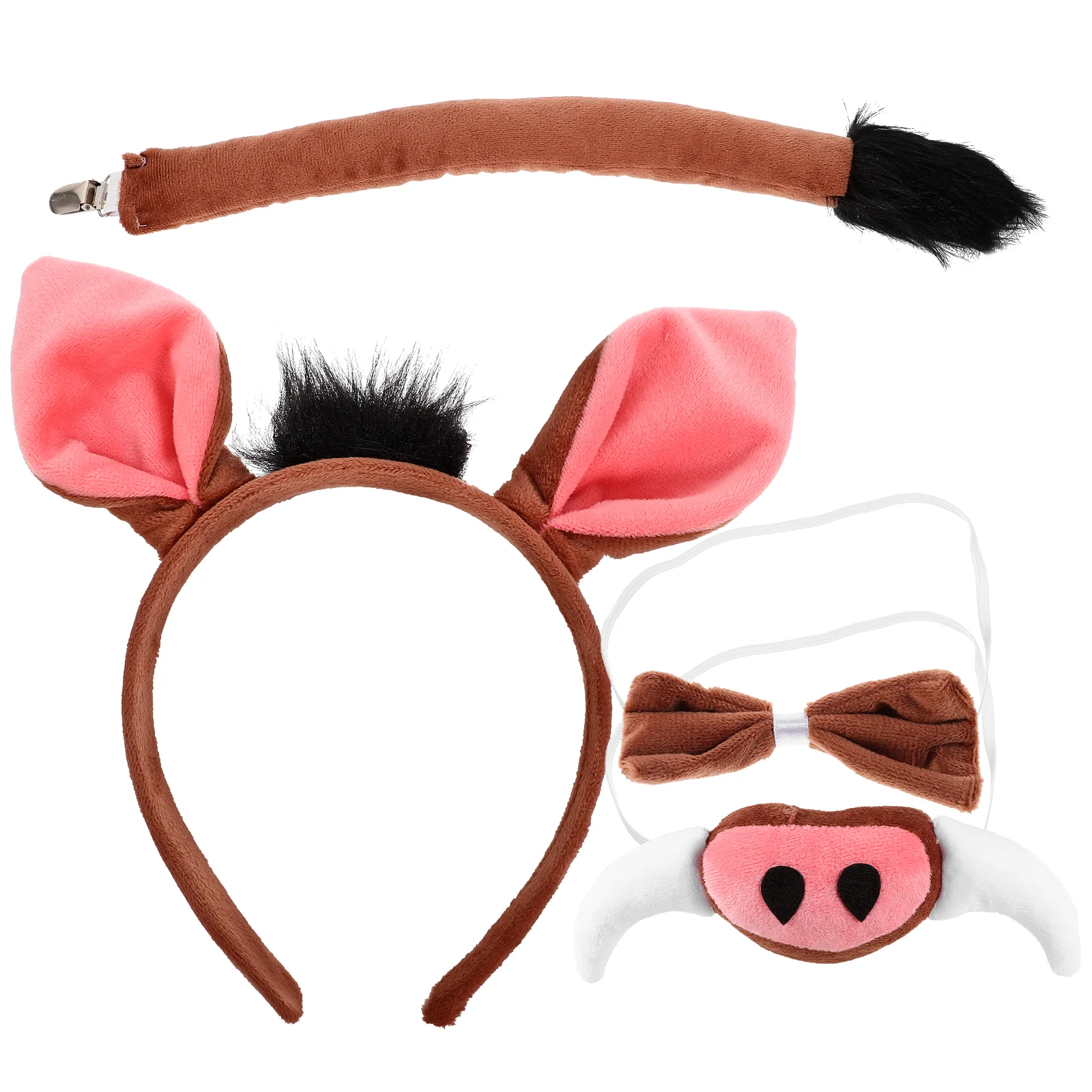 

Warthog Headband Party Cosplay Props Pig Ears Super Soft Tail for Decor Animal Fabric Performance Costume Nose Miss Apparel