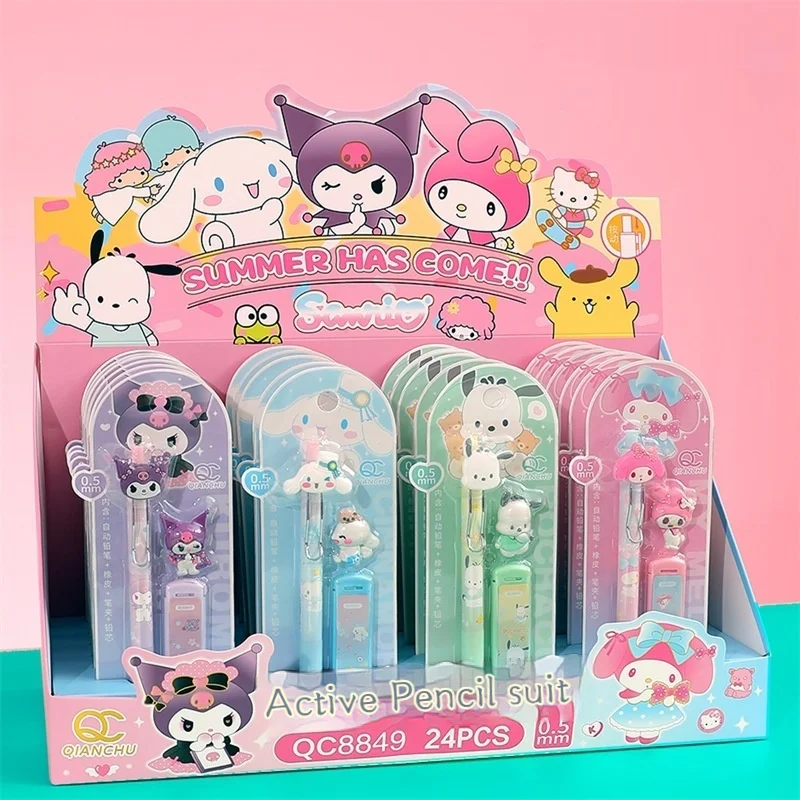 Sanrio Activity Pencil Set 24 x 0.5mm Black Activity Pencil Non Sharpening Portable Pencil Cartoon Cute students' supplies Gift