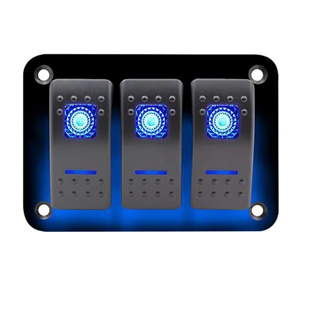 Robust Aluminum Rocker Switch Panel with SPST Functionality for 12V/24V DC Devices Including Auxiliary Lights and More
