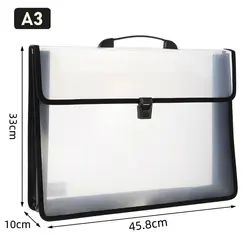 Portable Transparent Plastic Bag A3 Art Portfolio Drawing Pouch A4 Paper Organizer Clear File Bag School Book Document Storage