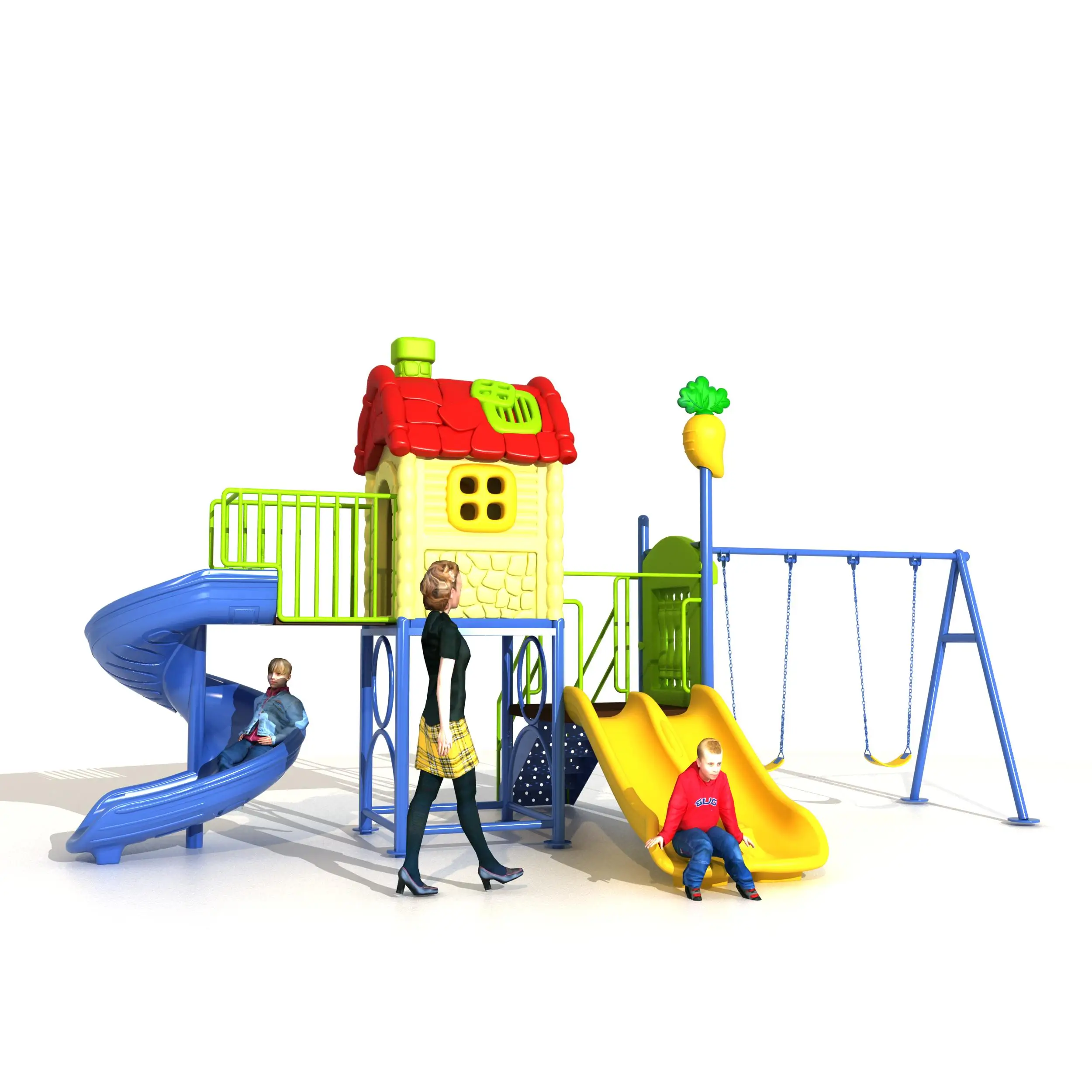 Outdoor Playground Set, Kids Sliding and Swing, Simple Plastic, for 5 Years, Garden Play Equipment