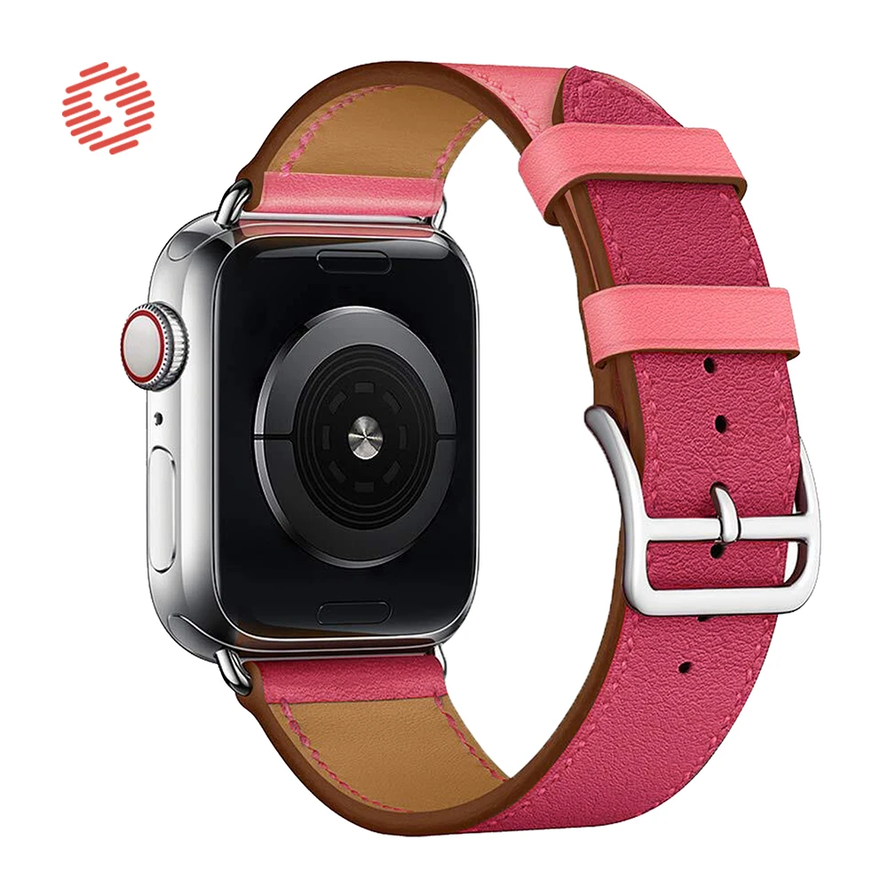 ShengOne Leather Fashion Band Exquisite Bracelet for Apple Watch 7 6 SE 5 4 45 44 42 MM Two-tone Replacement Strap 3 2 41 40 38