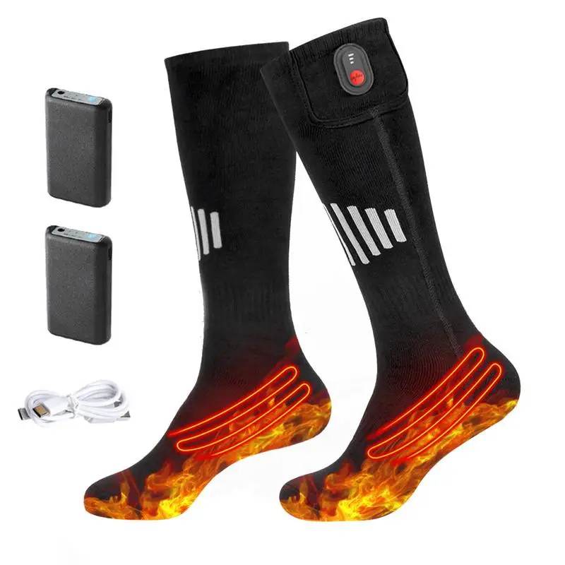 Winter Outdoor Warm Socks Electric Heating Long Stocking Socks With 3 Temperature Modes Heated Socks For Fishing Skiing Cycling