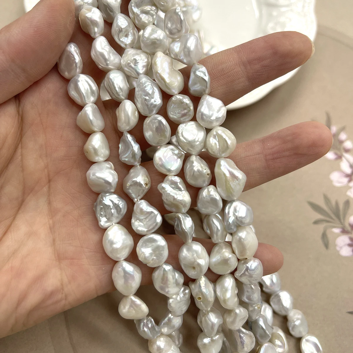 DIY-Kiesperlen, natürliche Süßwasser-Weißperlen für die Schmuckherstellung, DIY-Halsketten, Armbänder, Ketten, Ohrringe, Accessoires – Detail 4