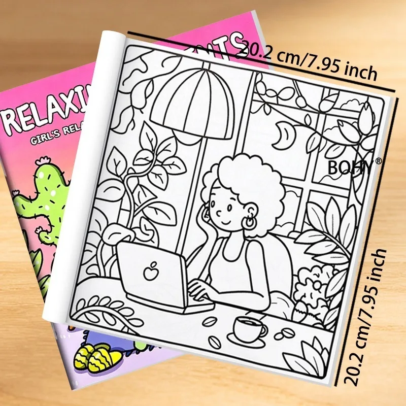 1 Square Adult Healing and Decompression Coloring Album, 24 Pages, Adult Emotional Soothing, Hand Drawing and Copying Practice