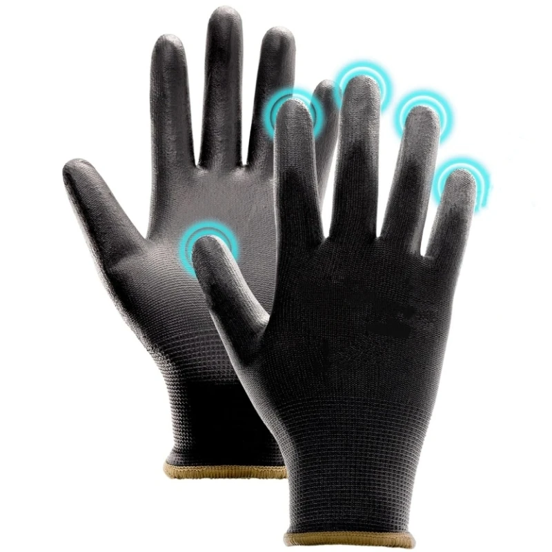 

2/6Pairs Work Safety Gloves PU Coated Safety Gloves with Grip Light Duty Seamless Knit Gloves for Industrial Warehouse Assembly