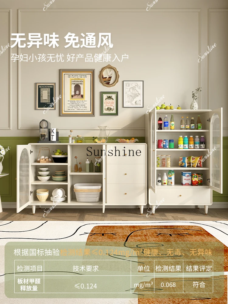 Cream wind solid wood dining side cabinet integrated against the wall household kitchen tea living room storage  FT