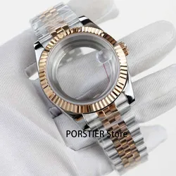 36/39mm rose gold /silver NH35 watch case sapphire glass fit NH35 NH36 movement 28.5mm dial jubilee bracelet stainless steel