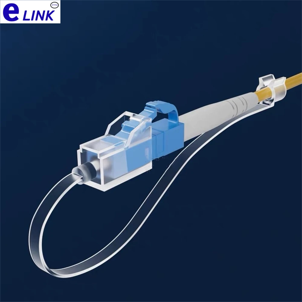 LC square long tail dust cap for LC fiber optic jumper connector 1.25mm handle protective cover plug with braid chain 100pcs