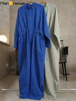 HanOrange 2026 Spring Outdoor Silhouette Cargo Jumpsuit Women Loose Cargo Pants Female Bright Blue/Grayish Green - Image 3